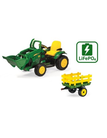 Koparka na akumulator John Deere Ground Loader 12V Litowy akumulator + Przyczepa