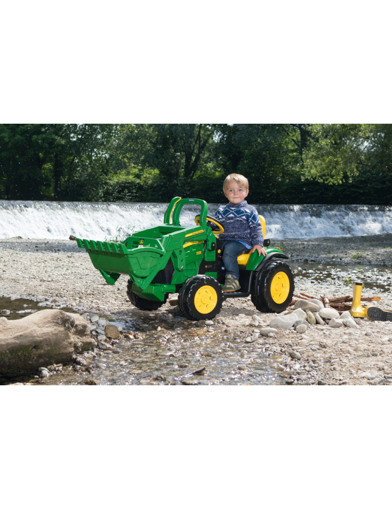 Koparka na akumulator John Deere Ground Loader 12V Litowy akumulator + Przyczepa