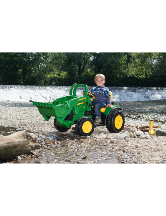 Koparka na akumulator John Deere Ground Loader 12V Litowy akumulator + Przyczepa